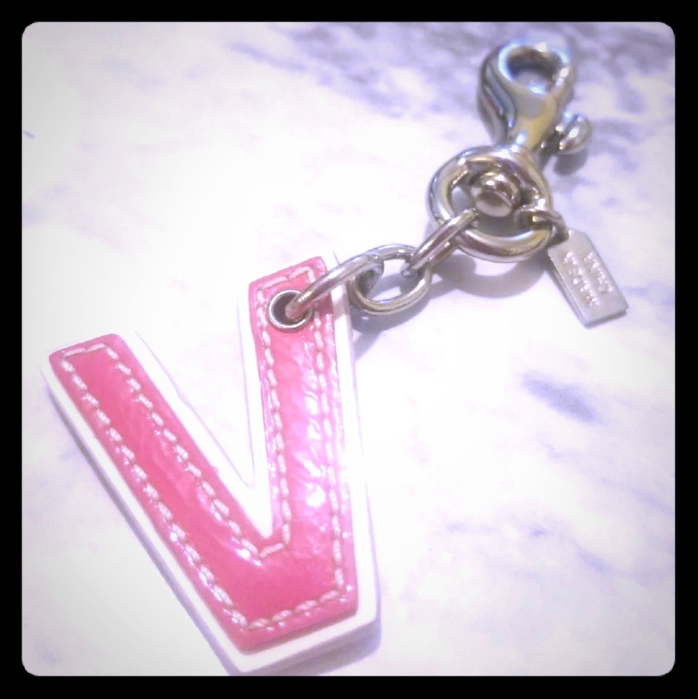 Coach V Initial Key Chain